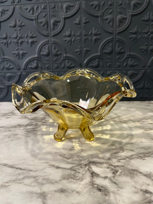 Fostoria Yellow glass footed candy dish