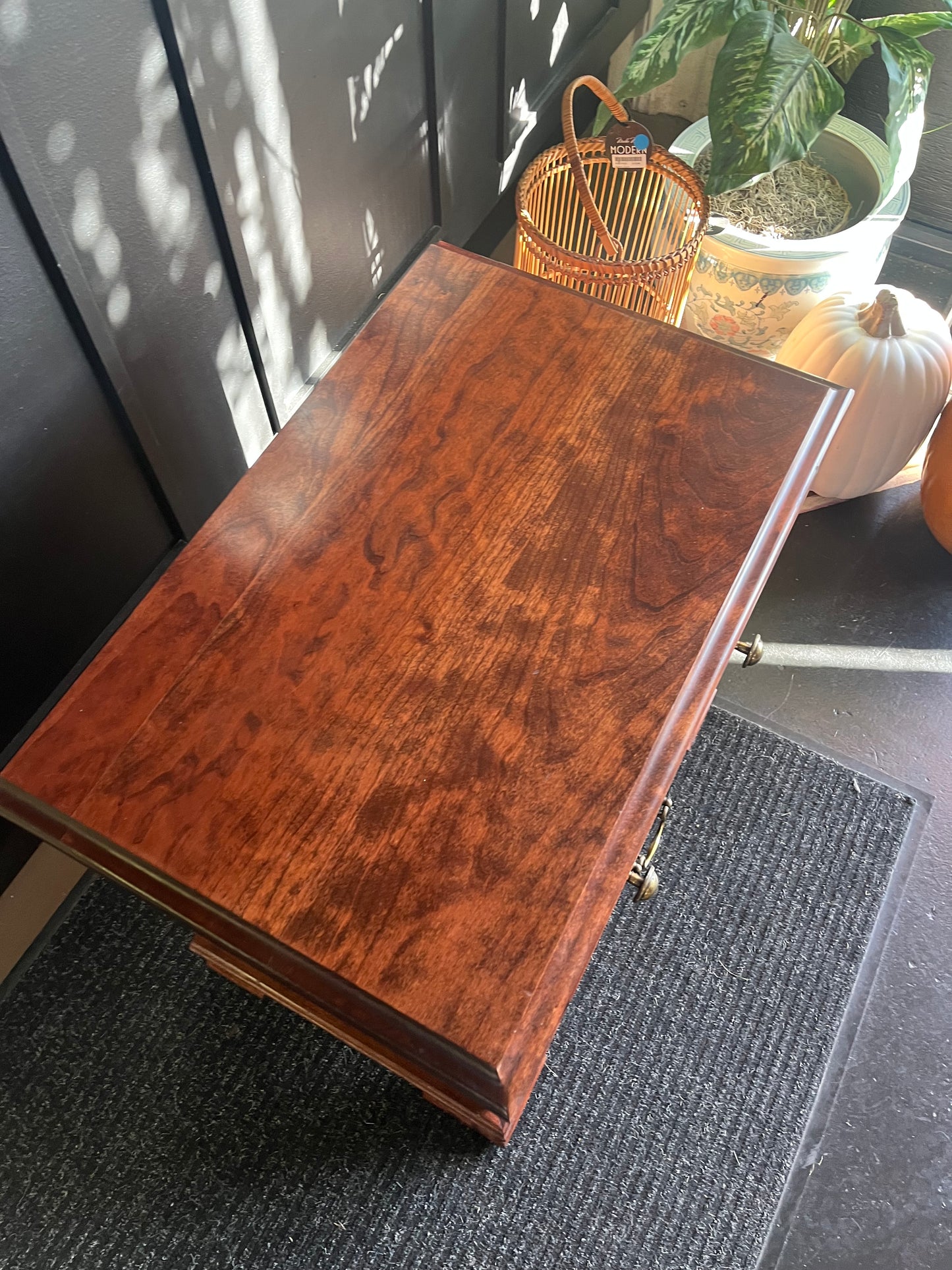 Small Dark 2 Drawer Nightstand