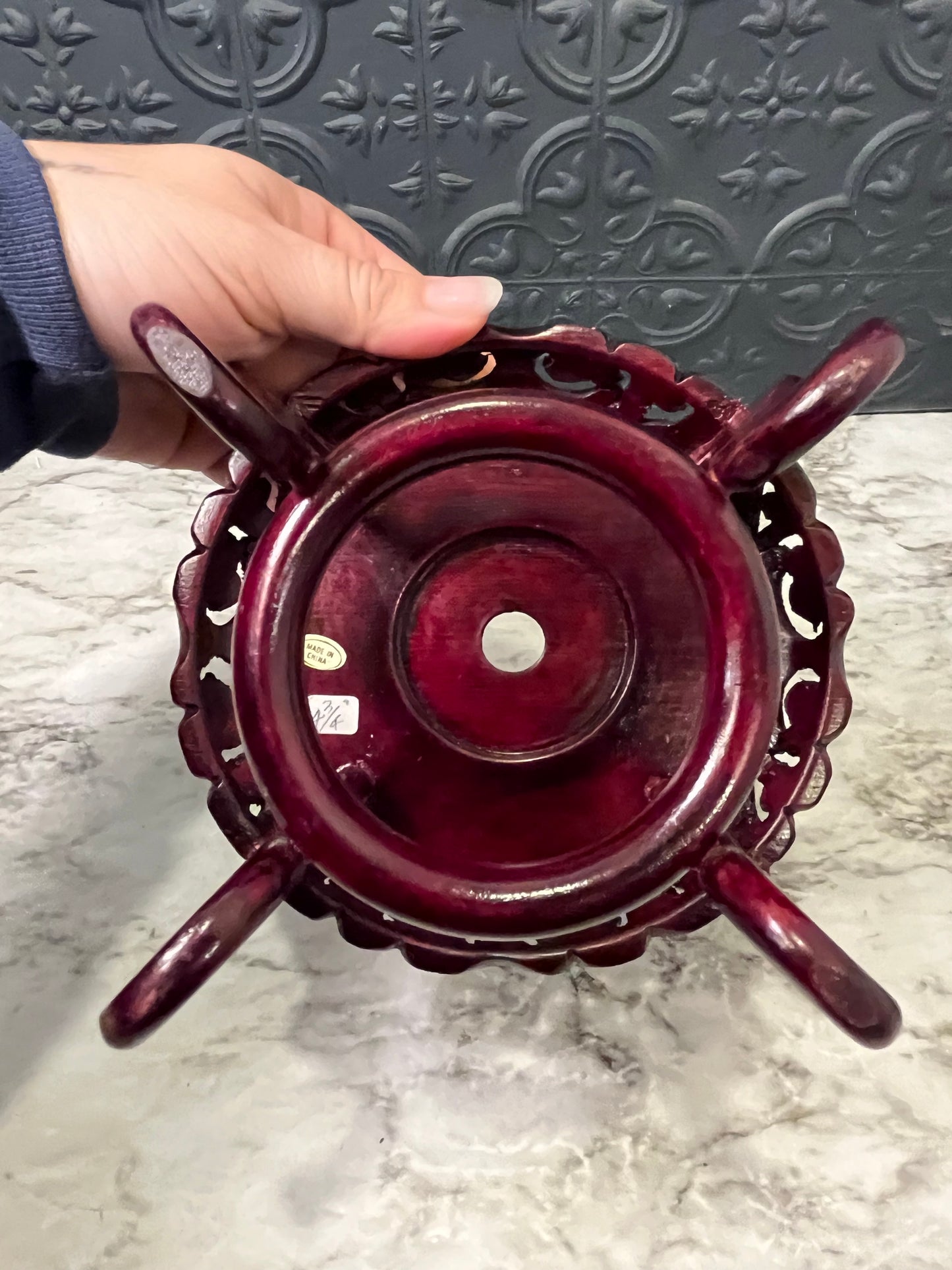 Chinese Red Wood Display Pedestal 4.75"