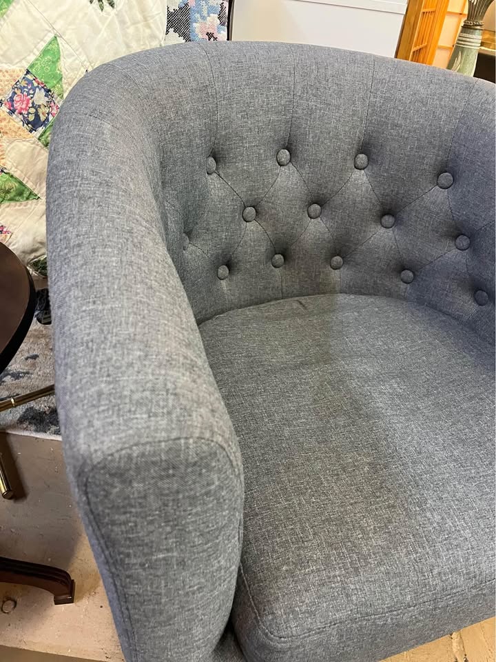 Gray barrel chair