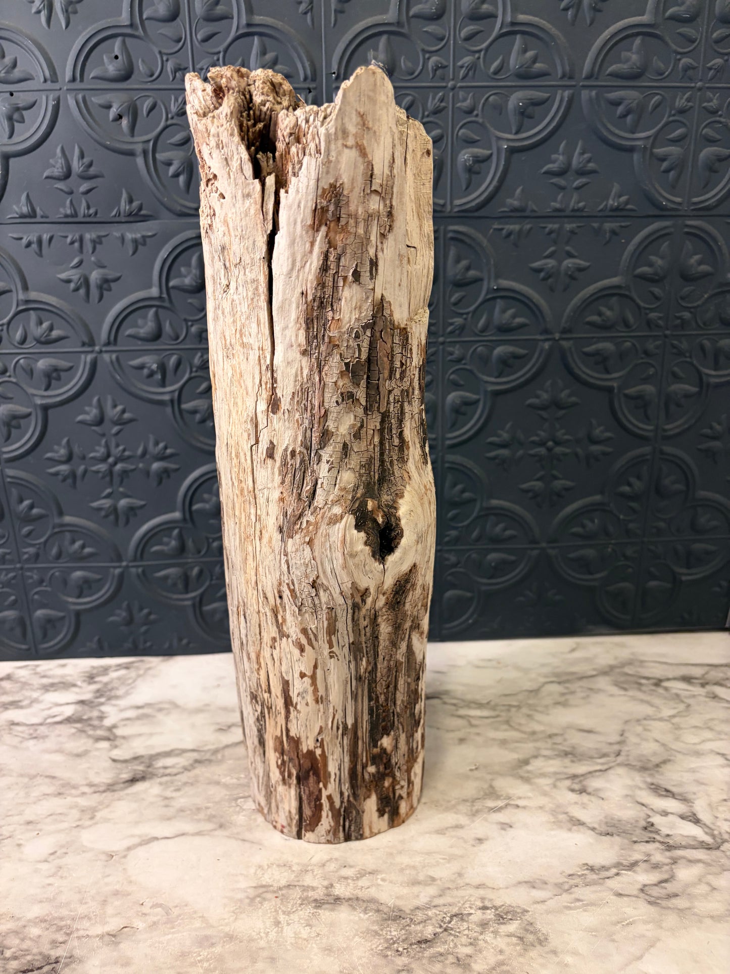 Whitewash Wood Stump Decor