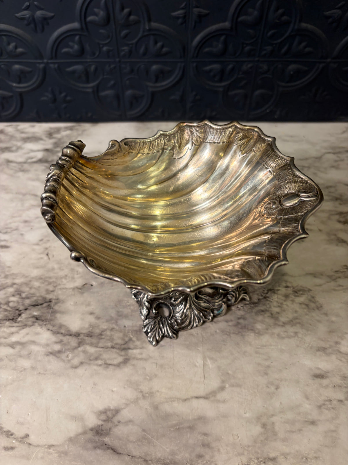 Silverplate Koi and Shell Pedestal Dish