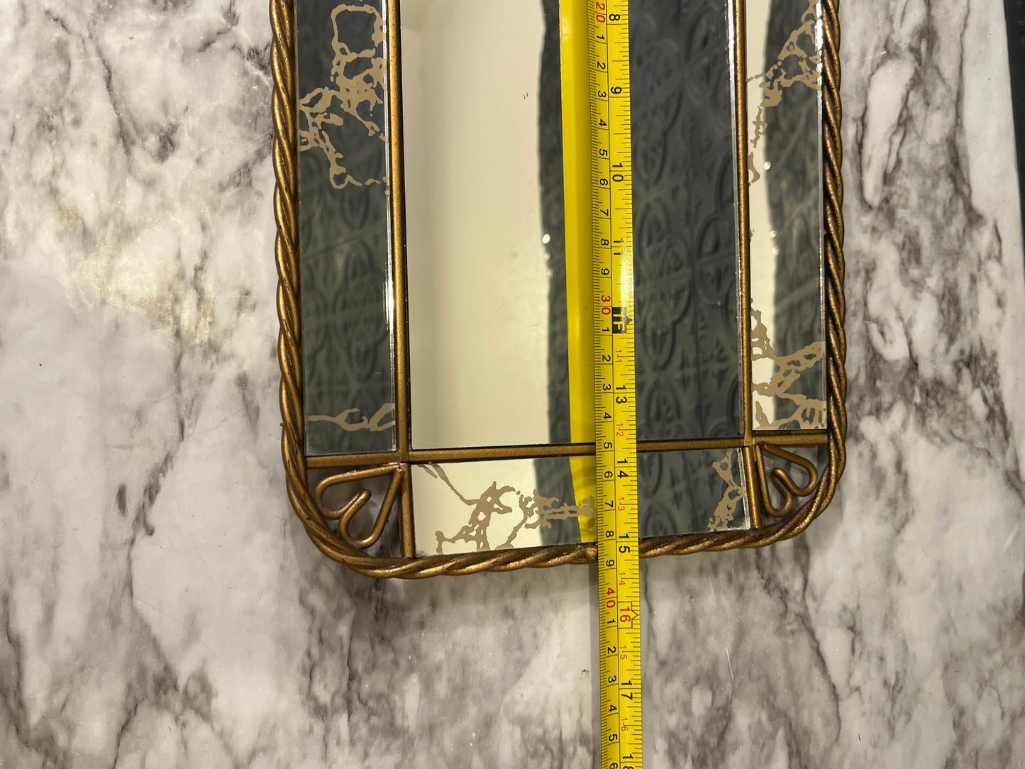 Smoke Mirror and Gold Rope Tray