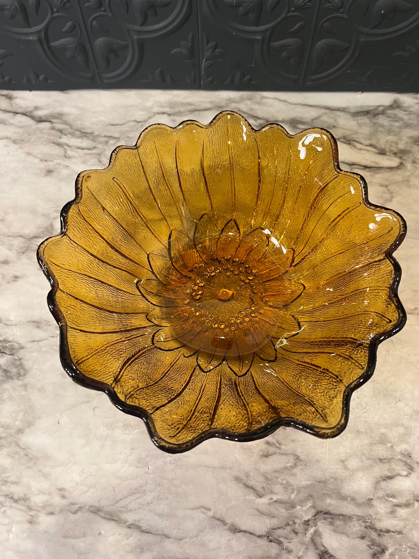 Indiana Amber Sunflower Dish