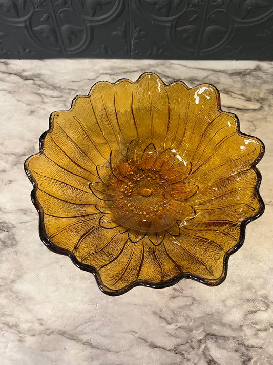 Indiana Amber Sunflower Dish