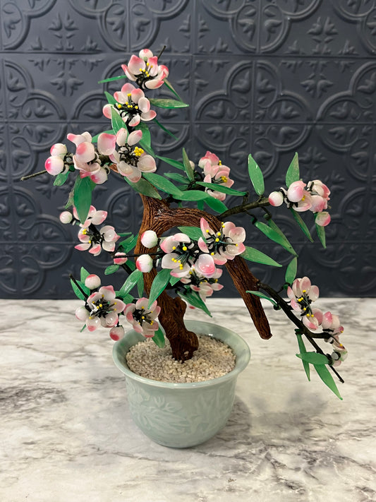 Jade Glass Bonsai Cherry Blossom Tree