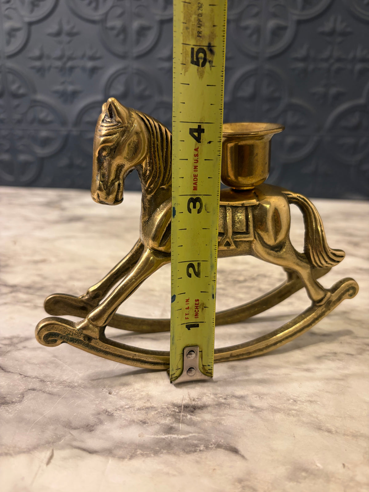 Brass Rocking Horse Candle Holder