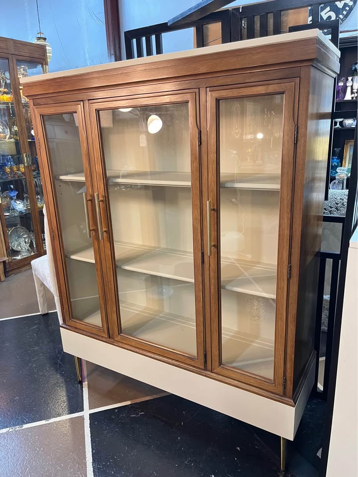 Wood and Cream Painted Hutch/Bookcase