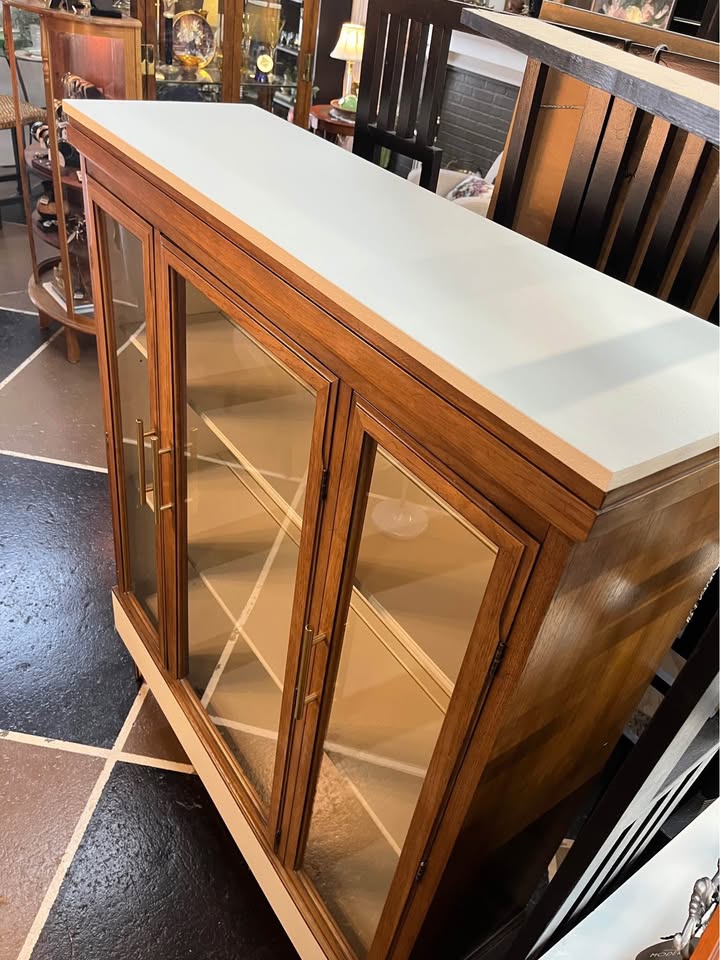 Wood and Cream Painted Hutch/Bookcase