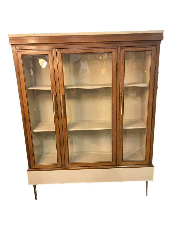 Wood and Cream Painted Hutch/Bookcase
