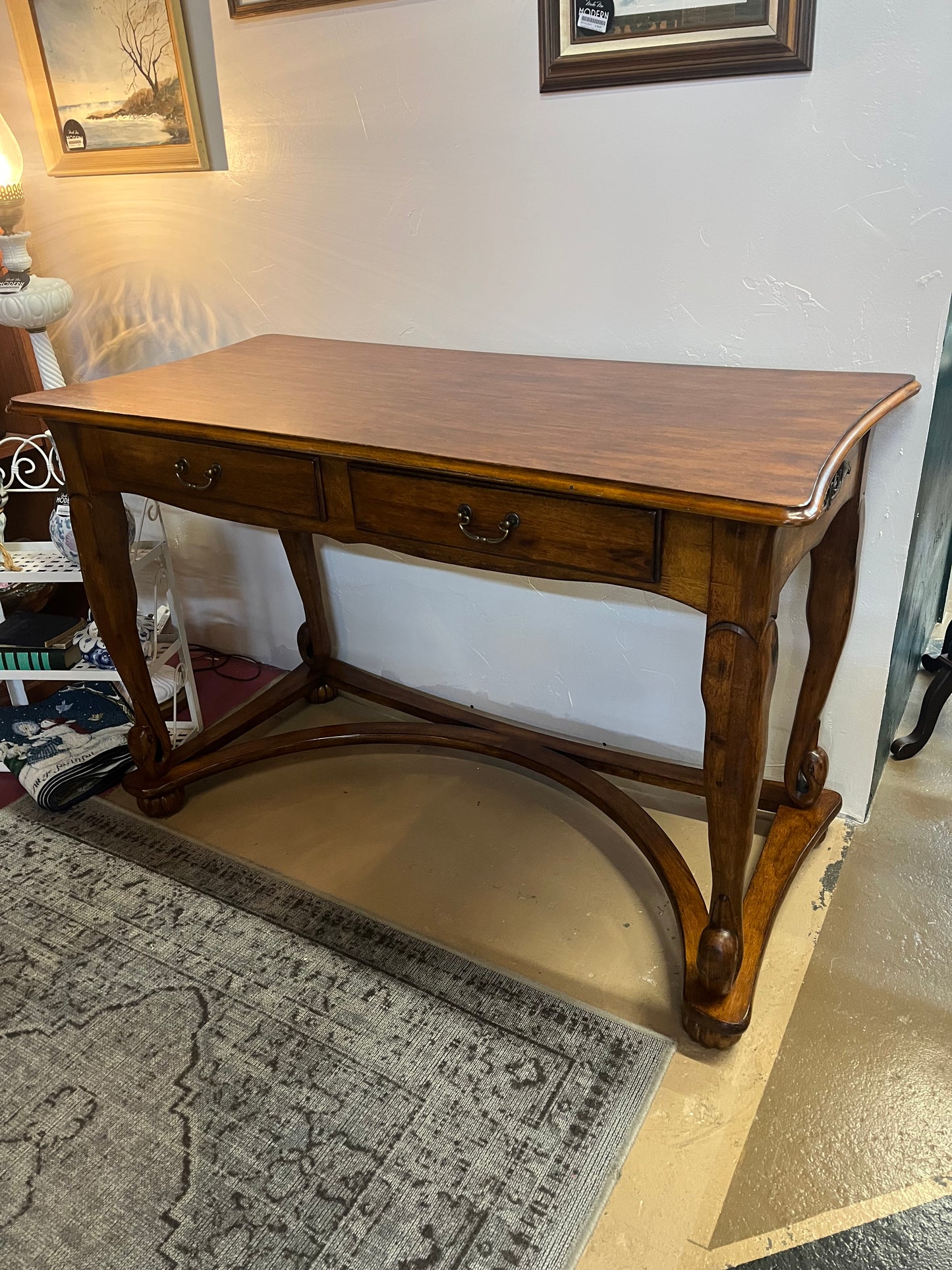 Wood Desk with Swan Legs