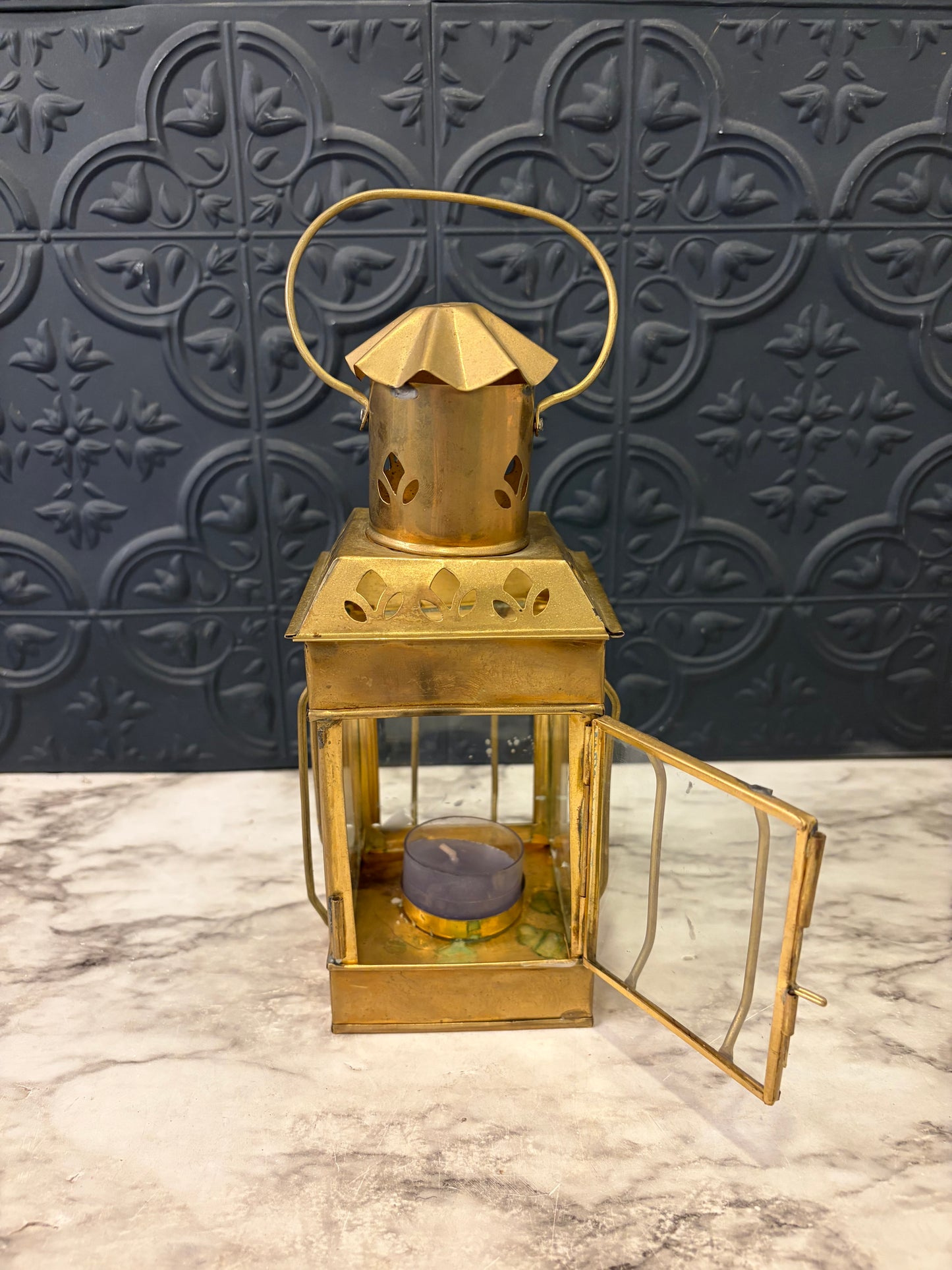 Small Brass Tealight Lantern