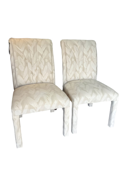 Set of 2 Cream fabric dining chairs