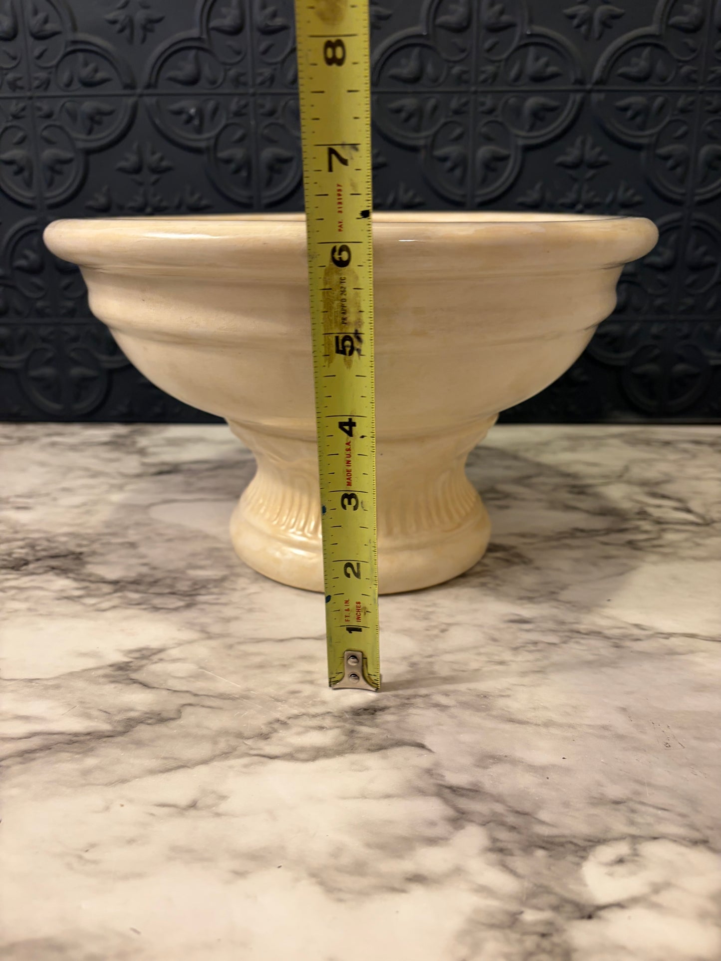 Cream Ceramic Pedestal Planter 10"