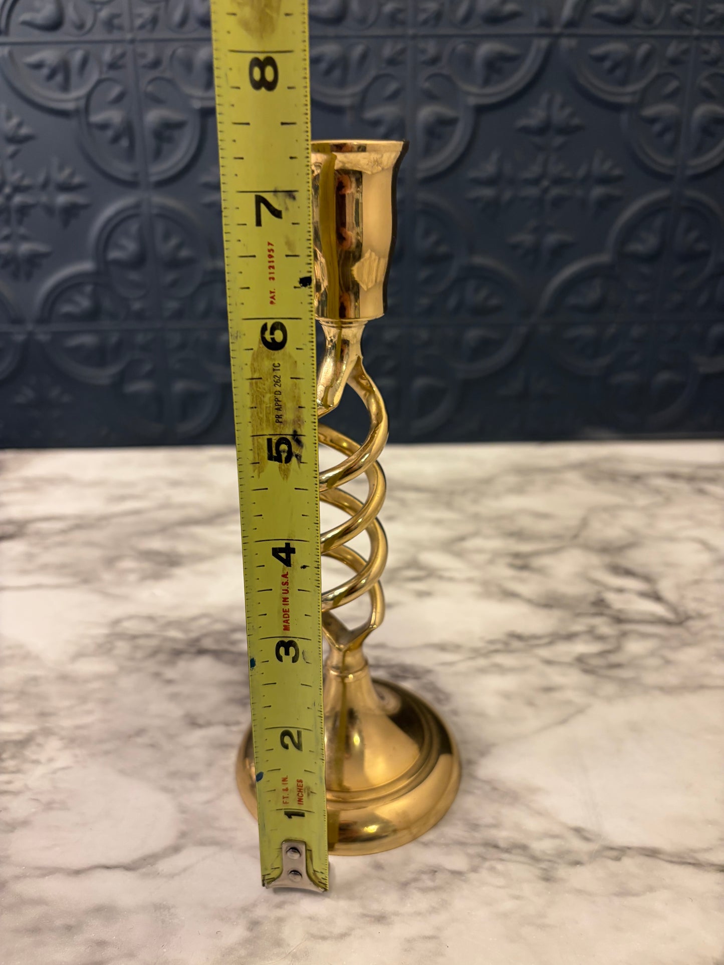Brass Open Spiral Candle Holder 7.25"