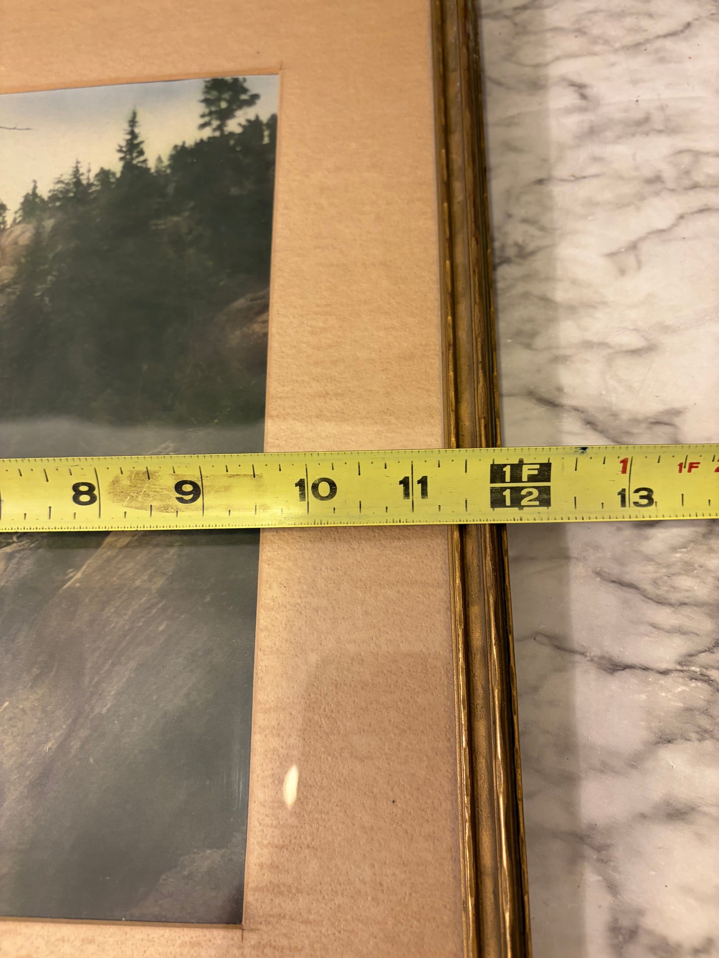Vintage Print of Mountain Creek in Gold Frame