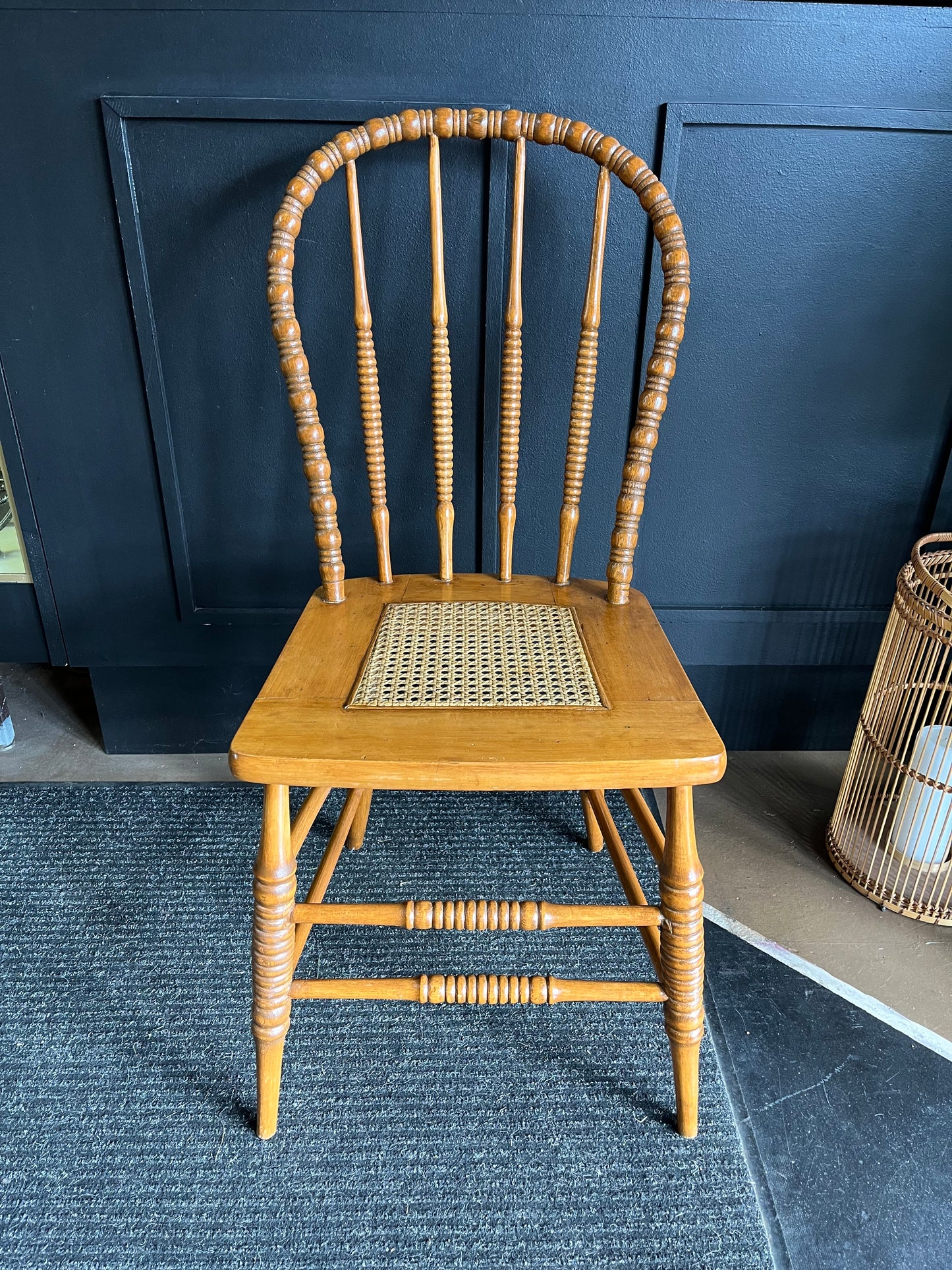Wood Spindle Back chair with Cane seat