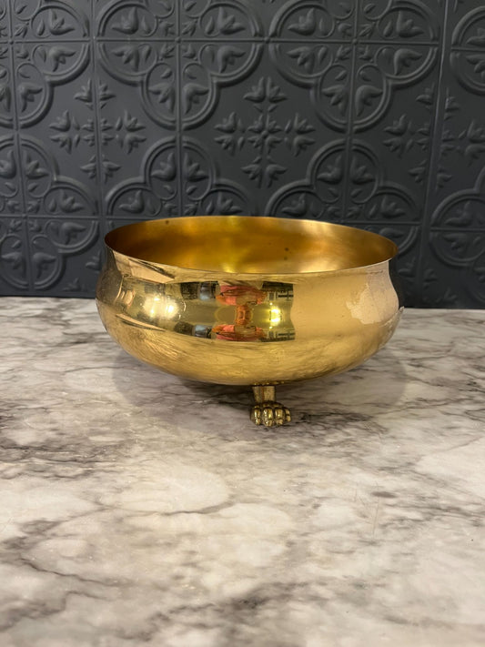 Round Brass Planter with Feet