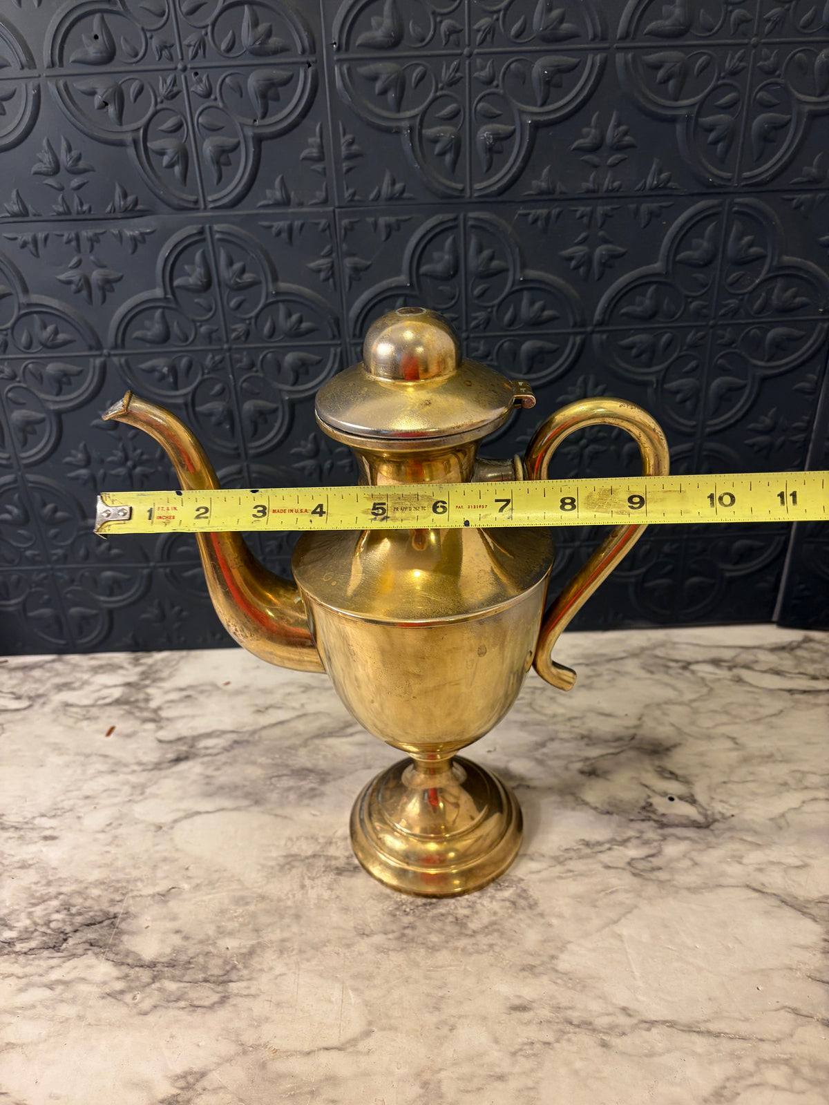 Vintage Brass Teapot  Urn Shape