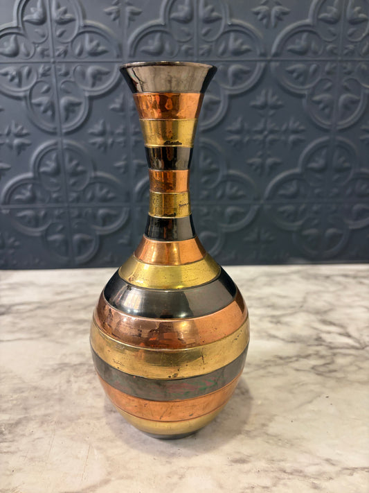 3 Tone Stripe Metal Vase