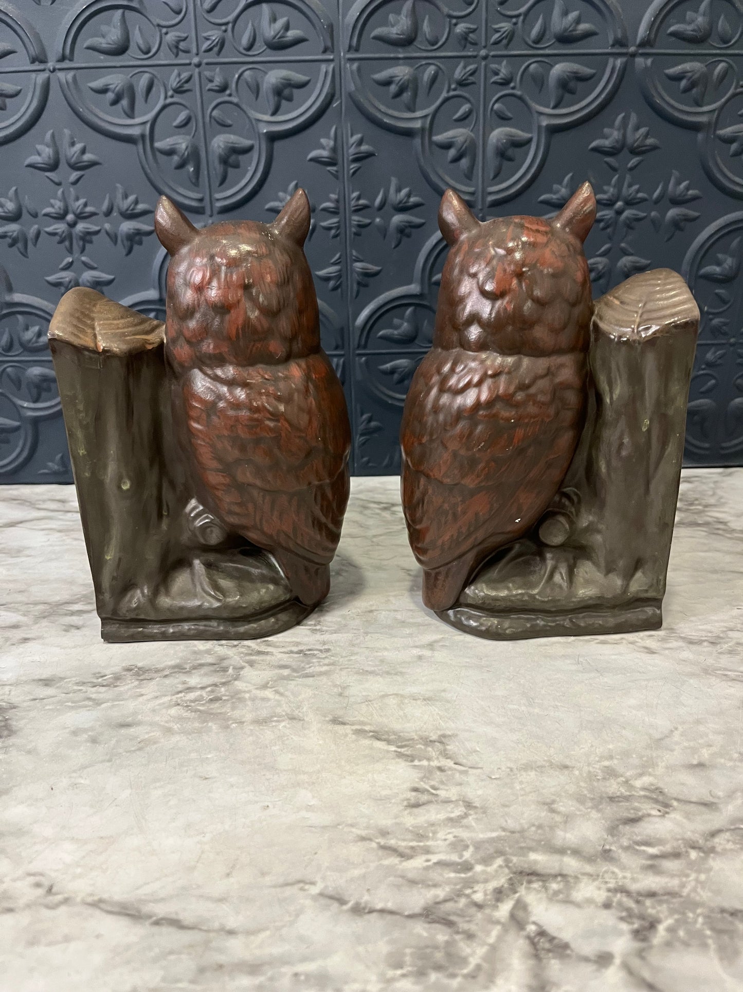 Vintage Red Owl Bookends