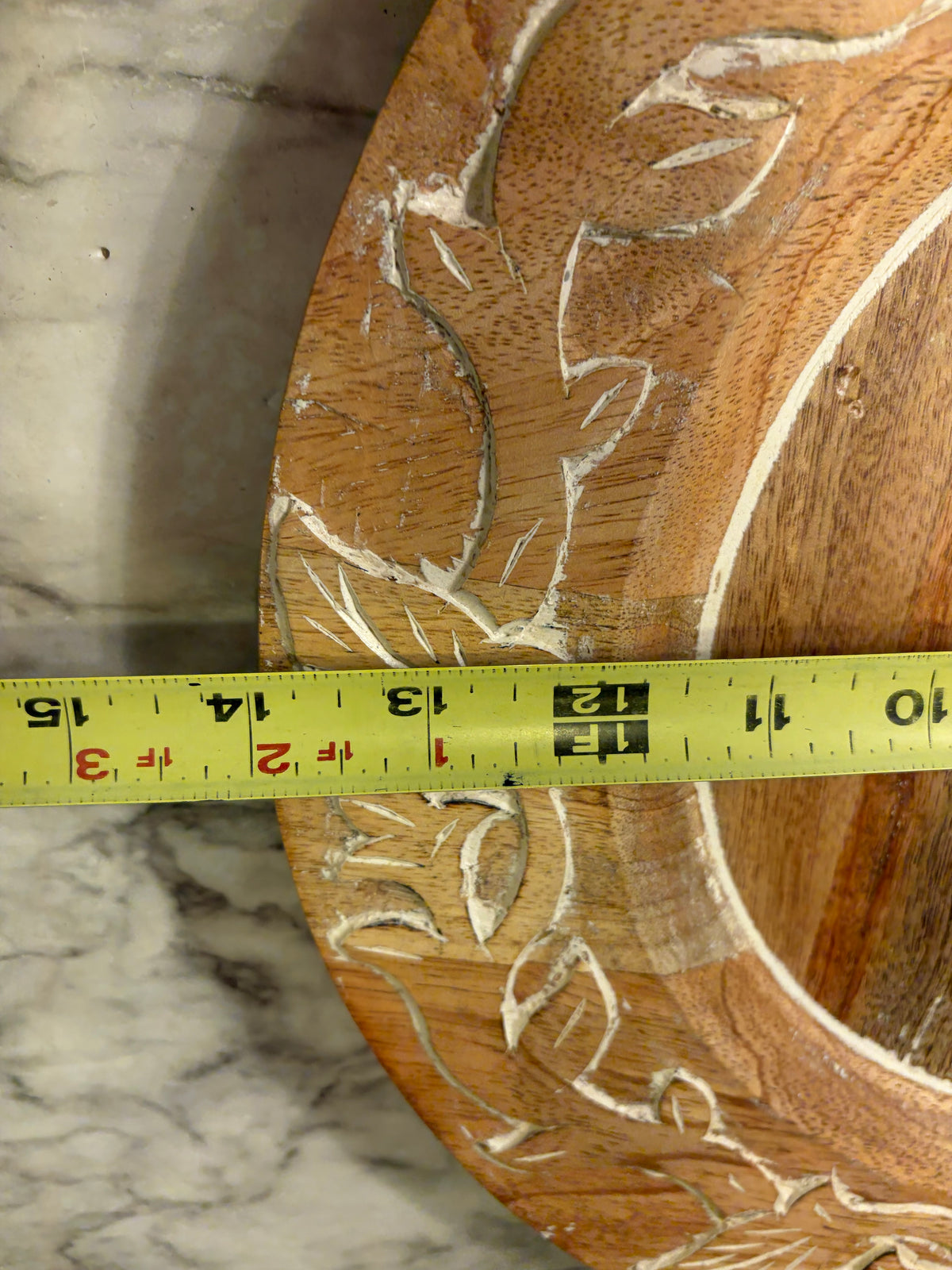 Hand Carved Platter with Whitewash Finish Pier One
