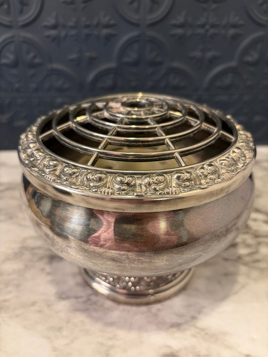 Silverplate Rose Bowl Flower Frog