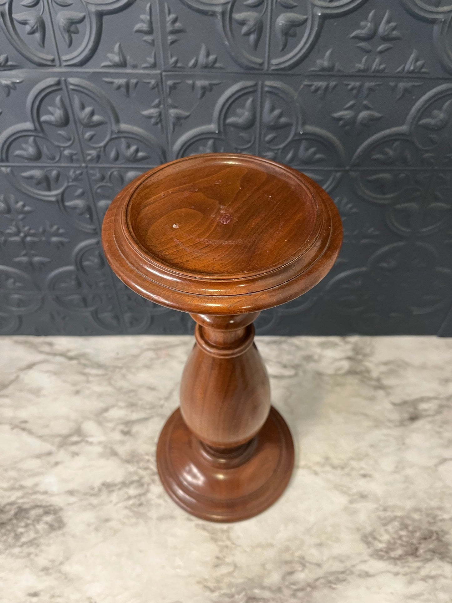 Tall Wood Turned Pillar Holder 12"