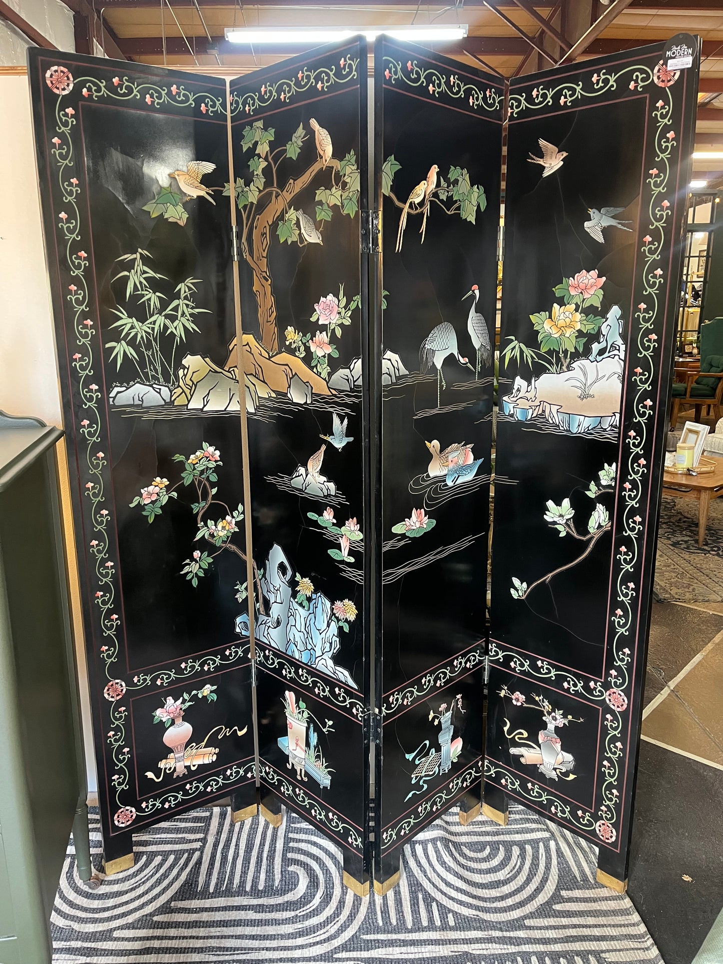 Chinoiserie Four Panel Screen