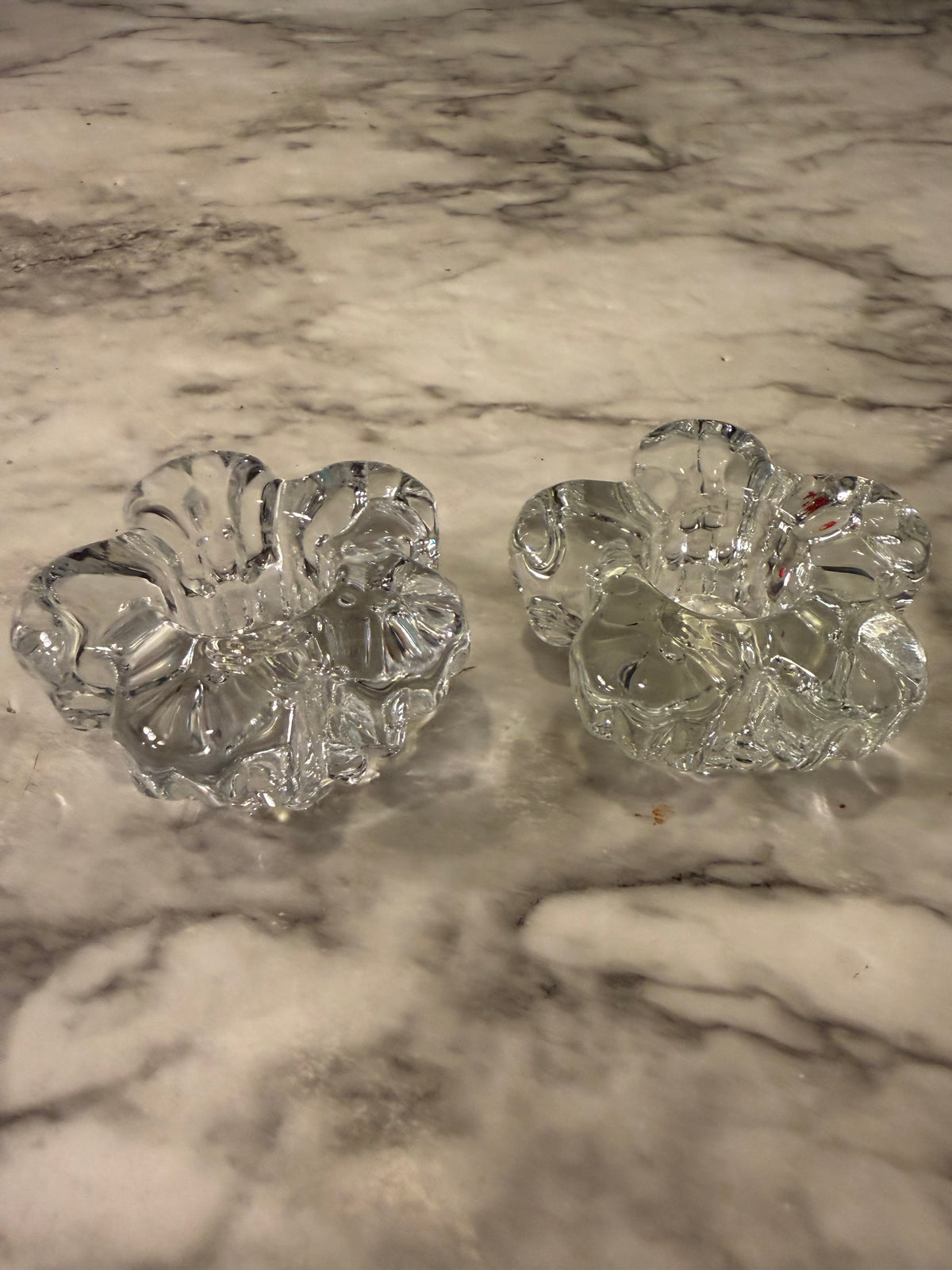 Glass Flower Candle HOlder Set of 2