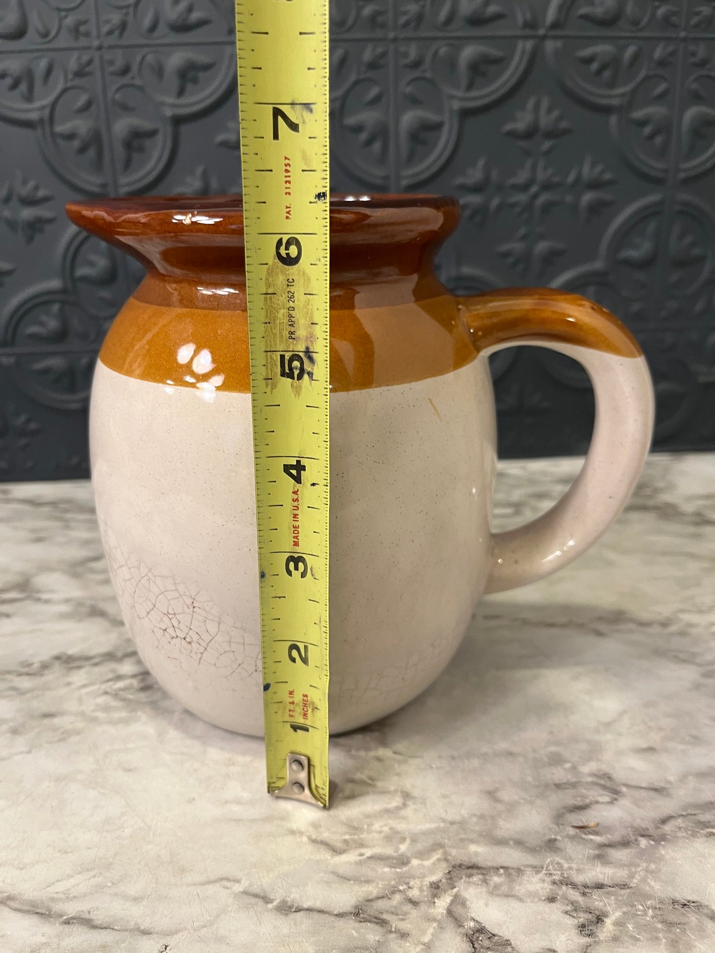 White Stone Pitcher with Brown Rim Taiwan