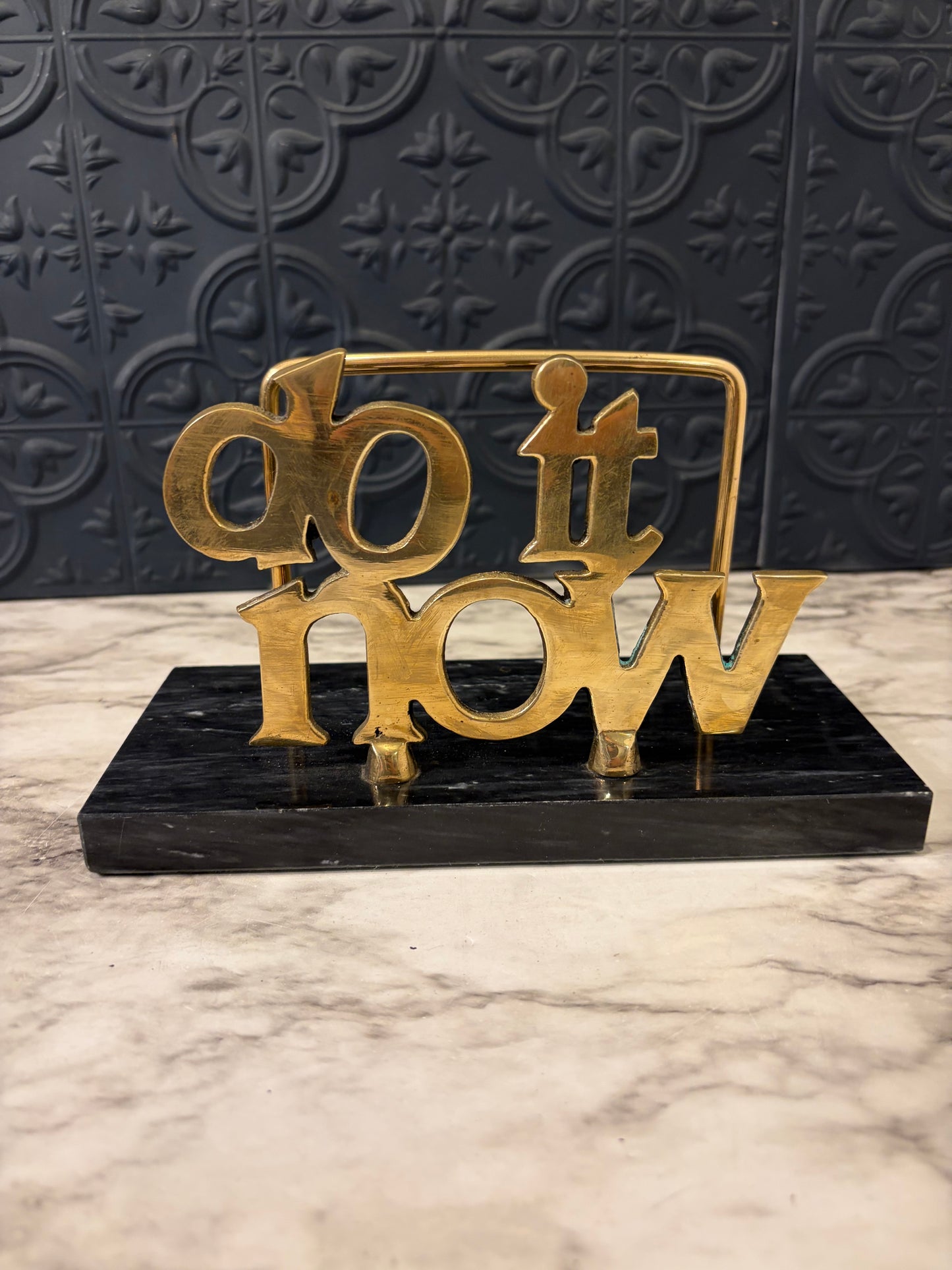 Do it Now Brass Letter Holder on Marble Base