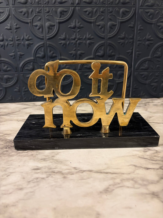 Do it Now Brass Letter Holder on Marble Base
