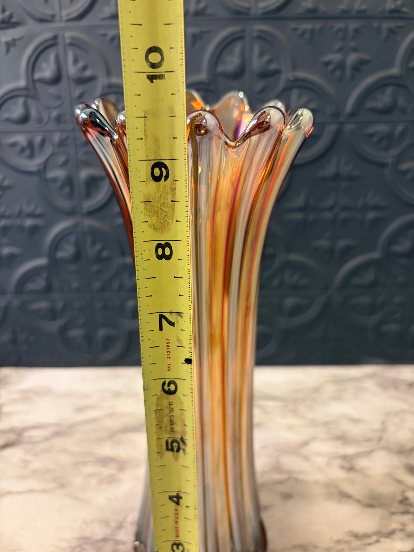 Carnival Glass Swung Vase