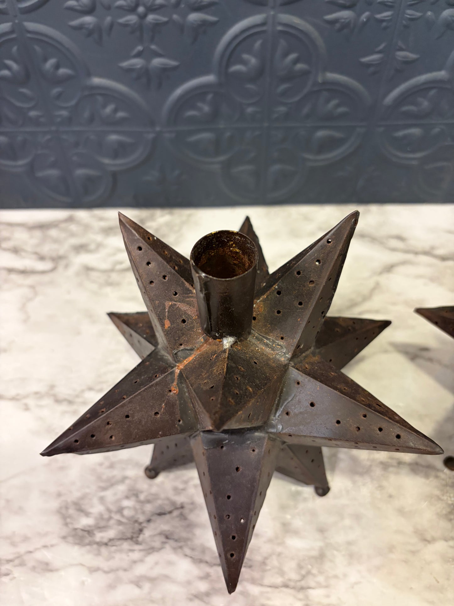 Metal Moravian Star Candle Holder Set of 2