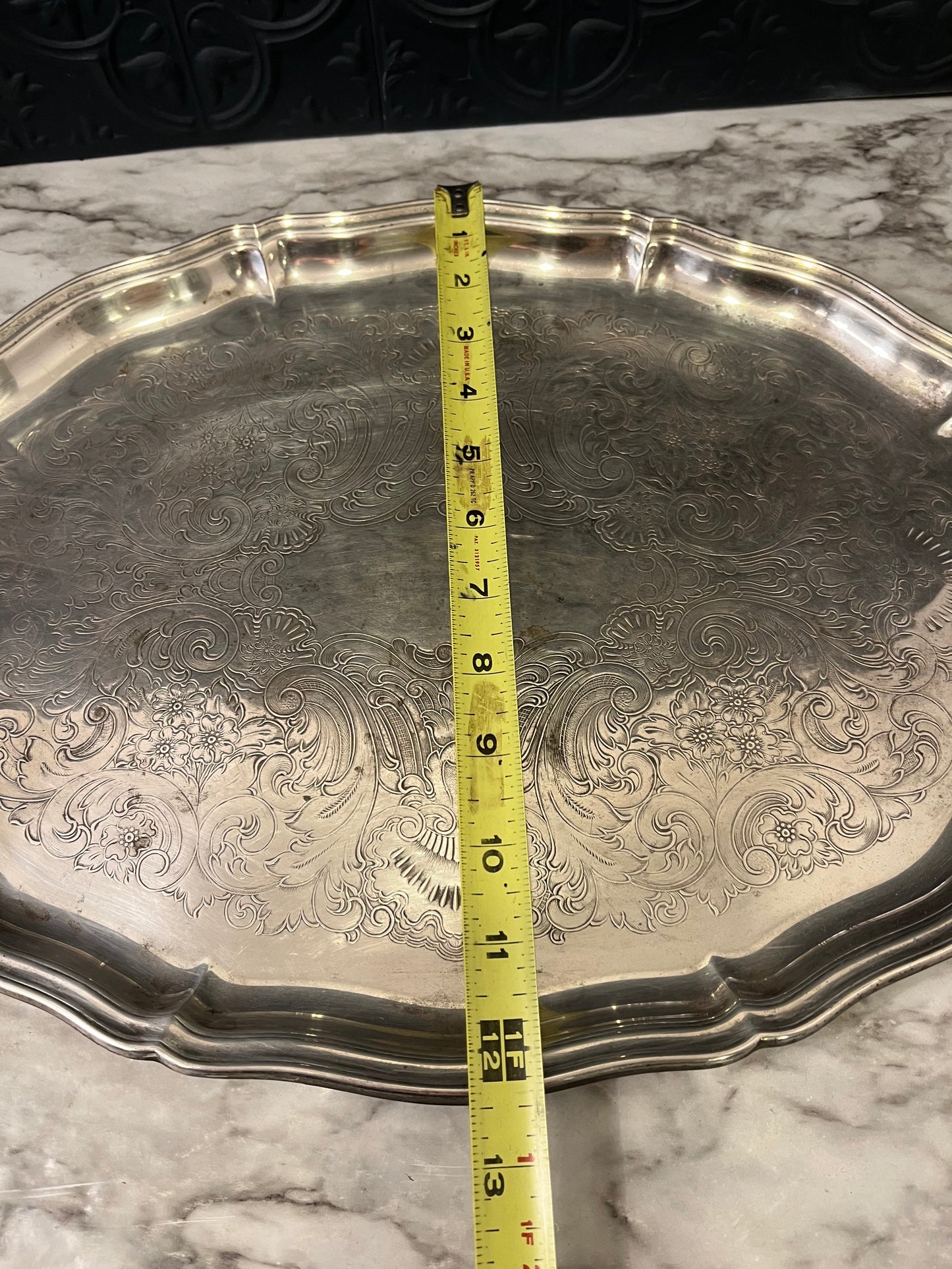 Sheffield Silver Plate Etched Oval Tray