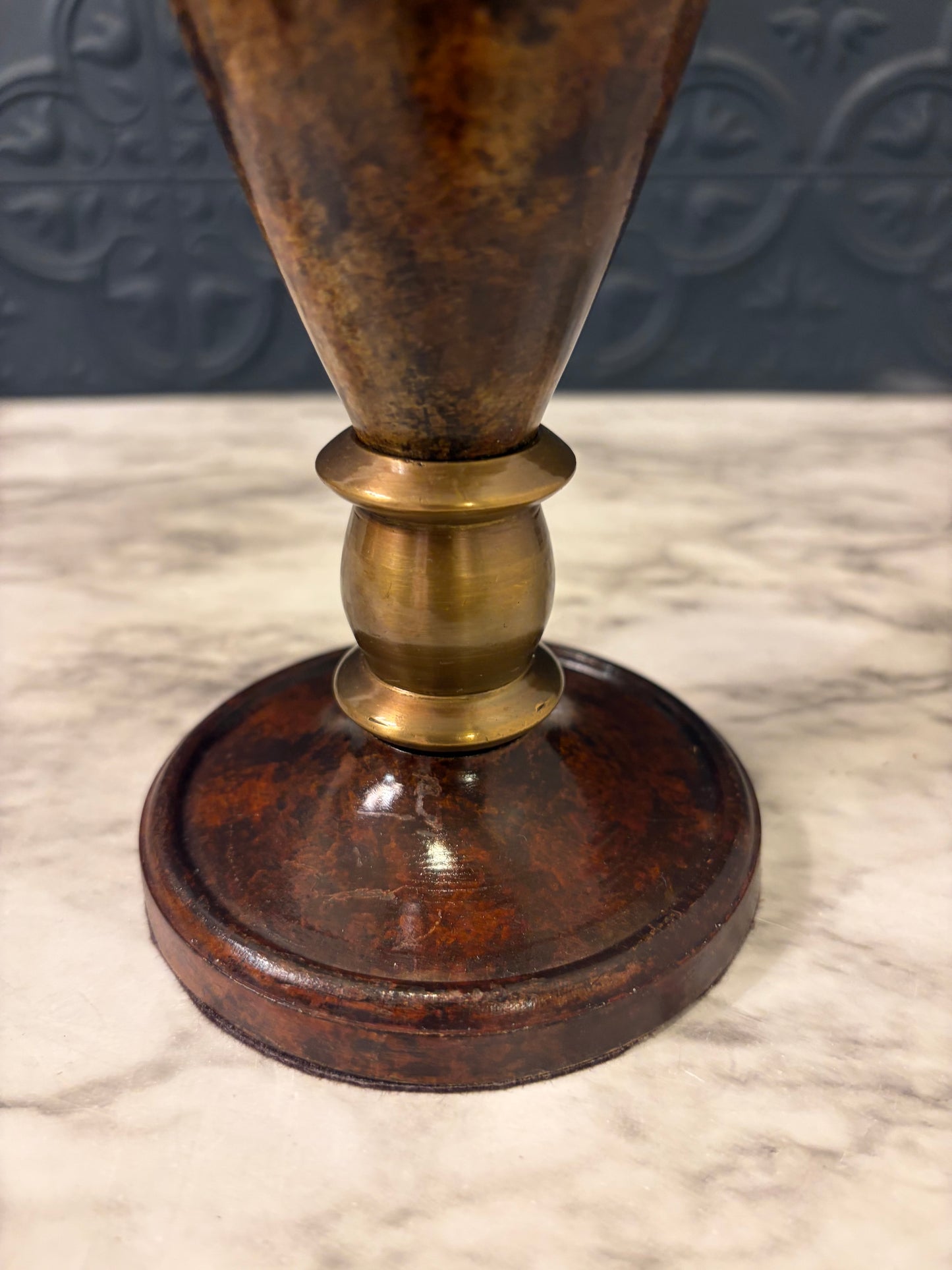 Brown Metal Decorative Skinny Pitcher