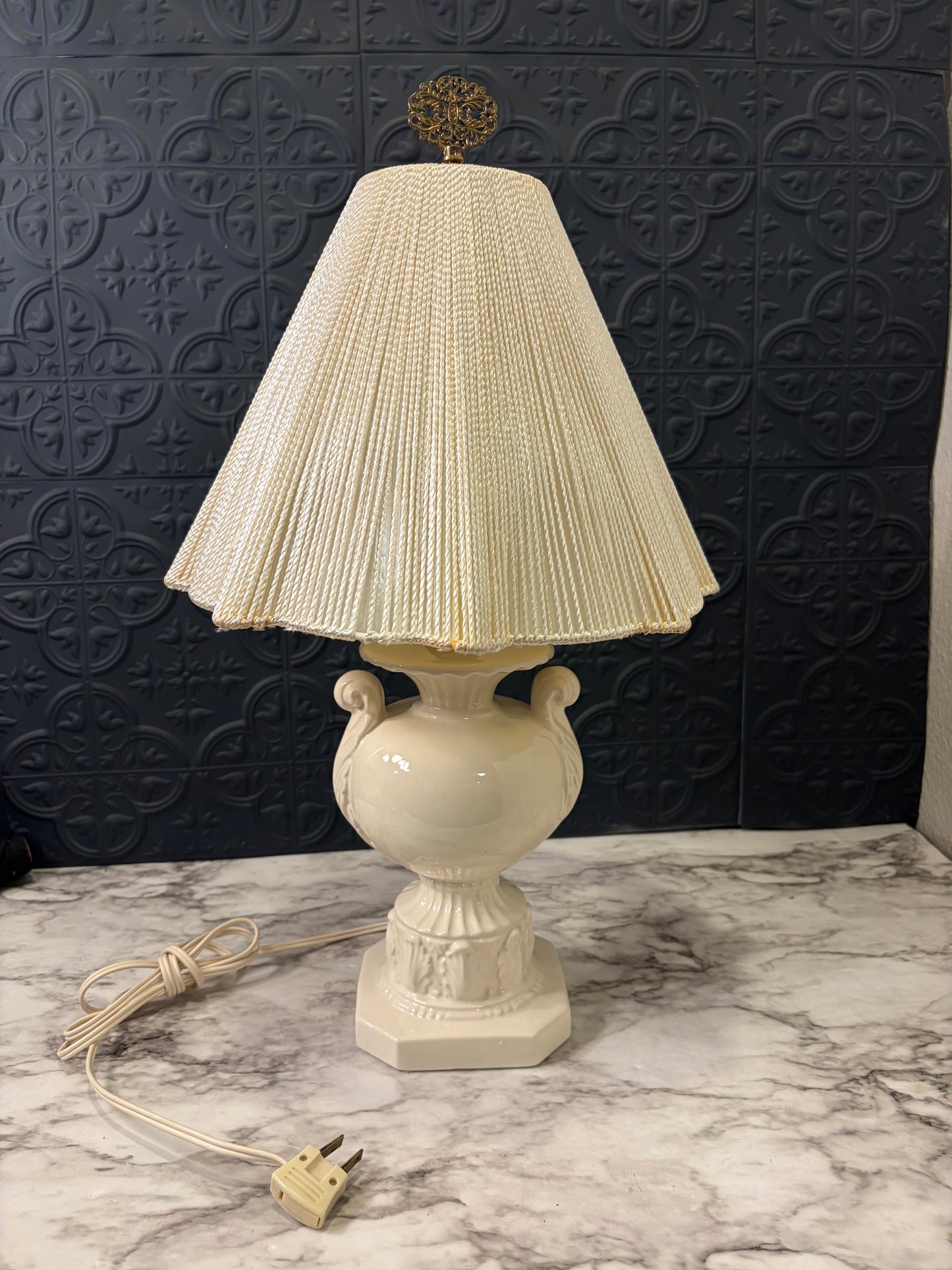 Cream Lamp with Rope Shade