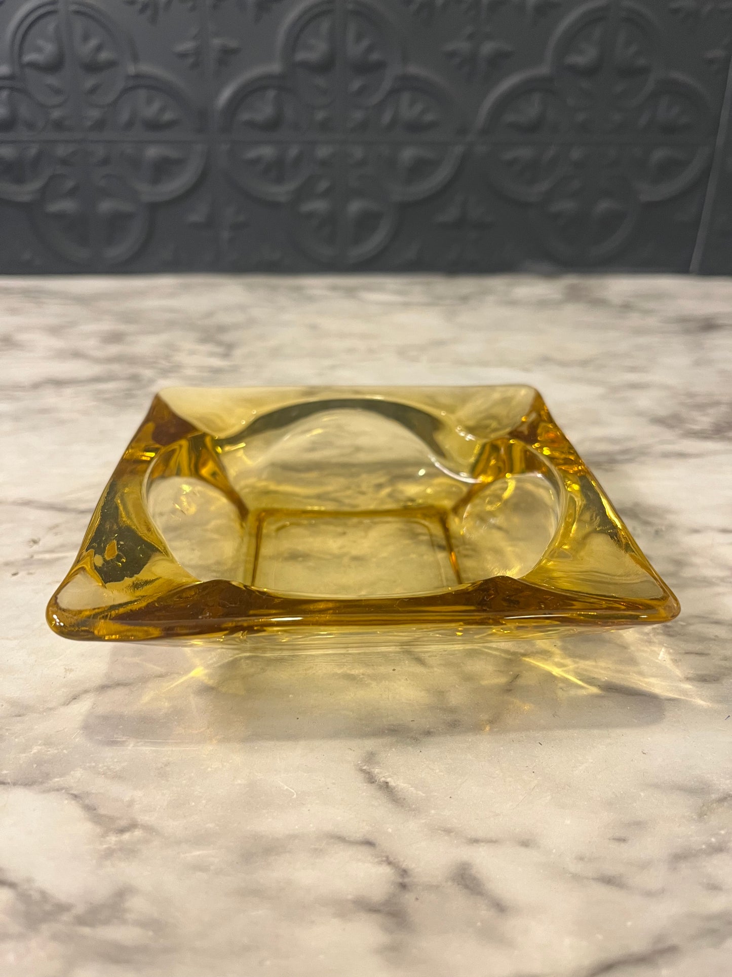 Anchor Hocking Amber Glass Square Ashtray