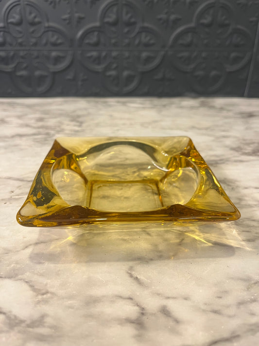 Anchor Hocking Amber Glass Square Ashtray