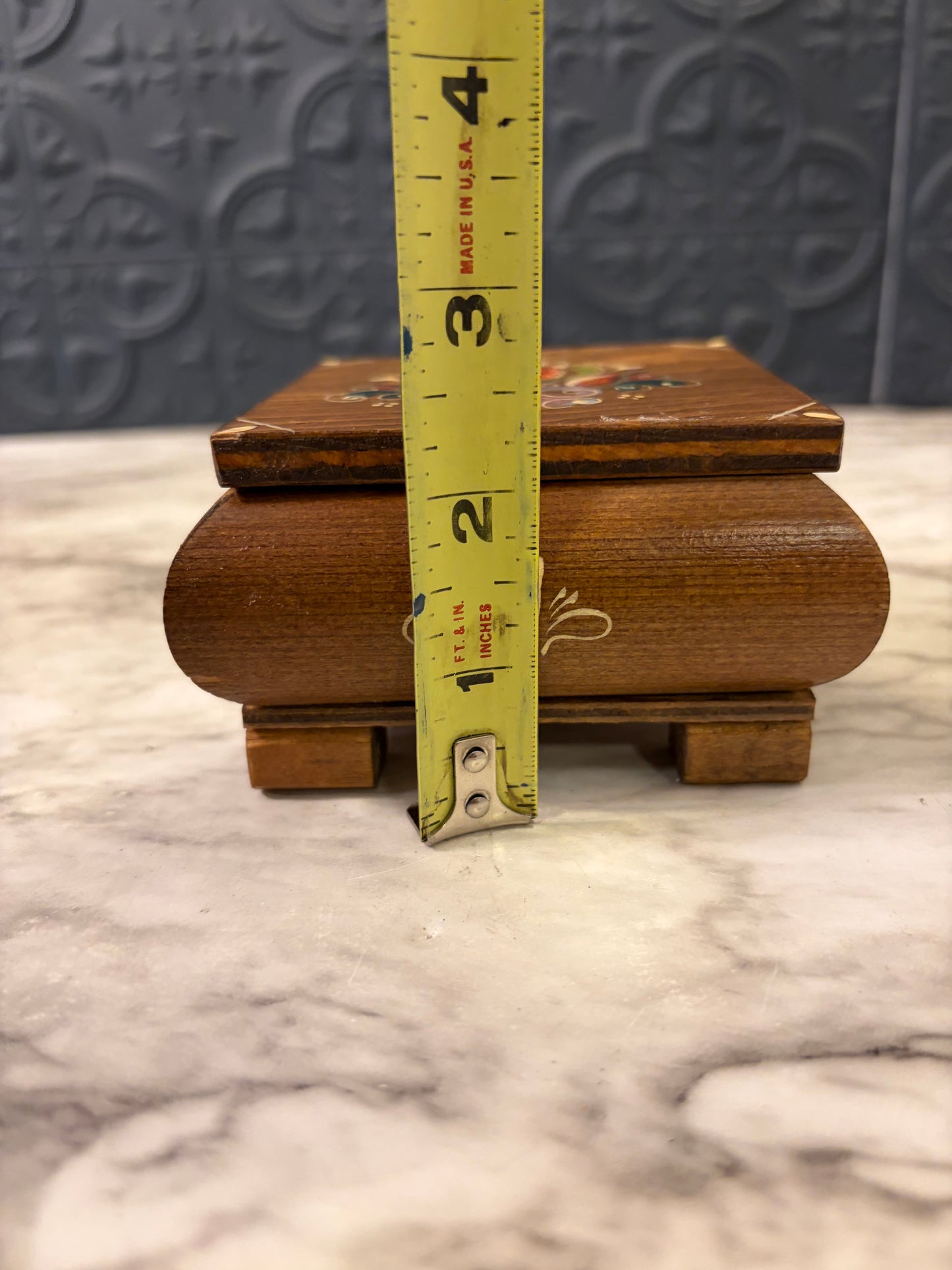 Handpainted Wood Square Box