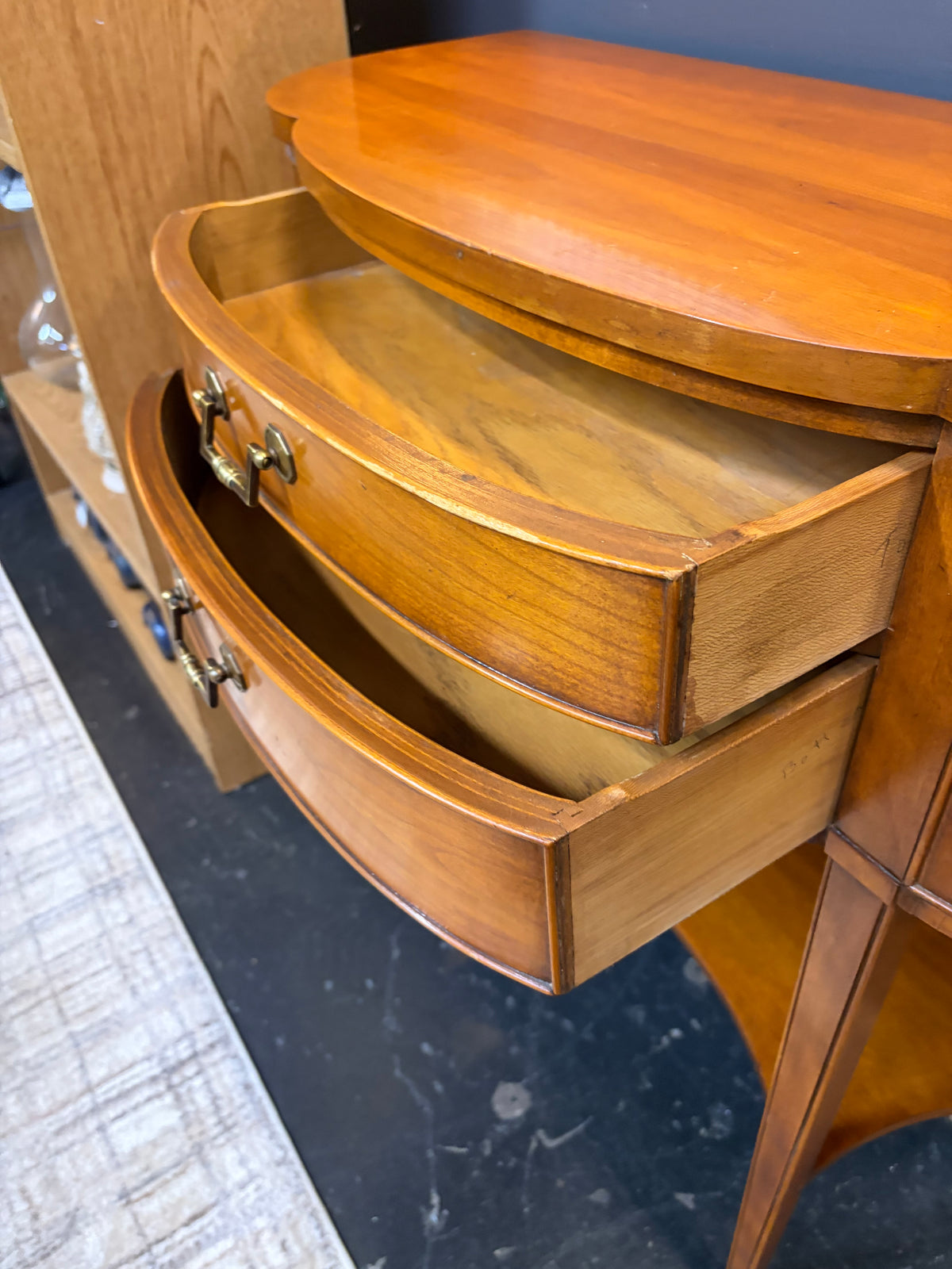 Scallop Front Wood Console Table
