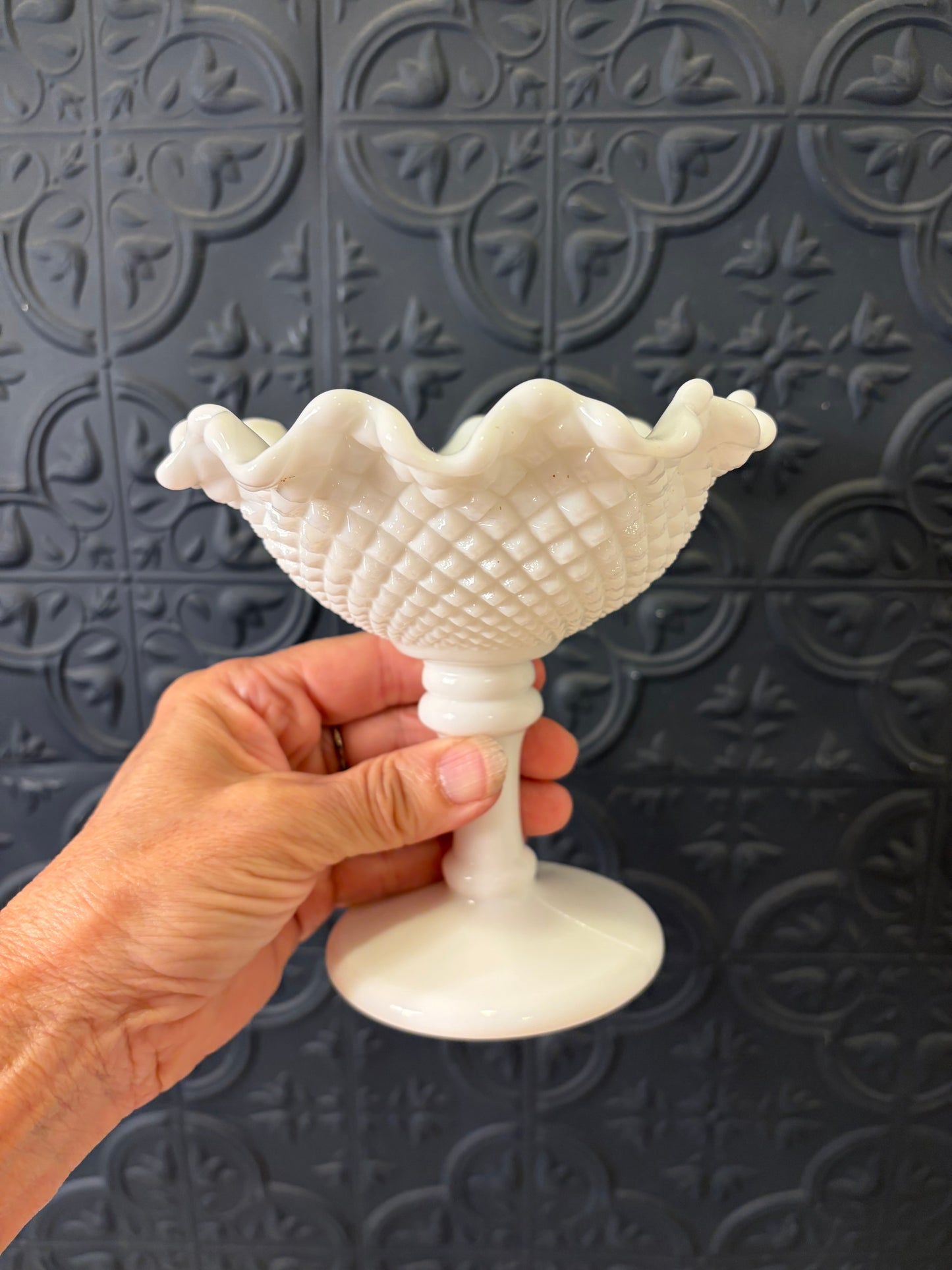 Westmoreland Milkglass Hobnail Pedestal