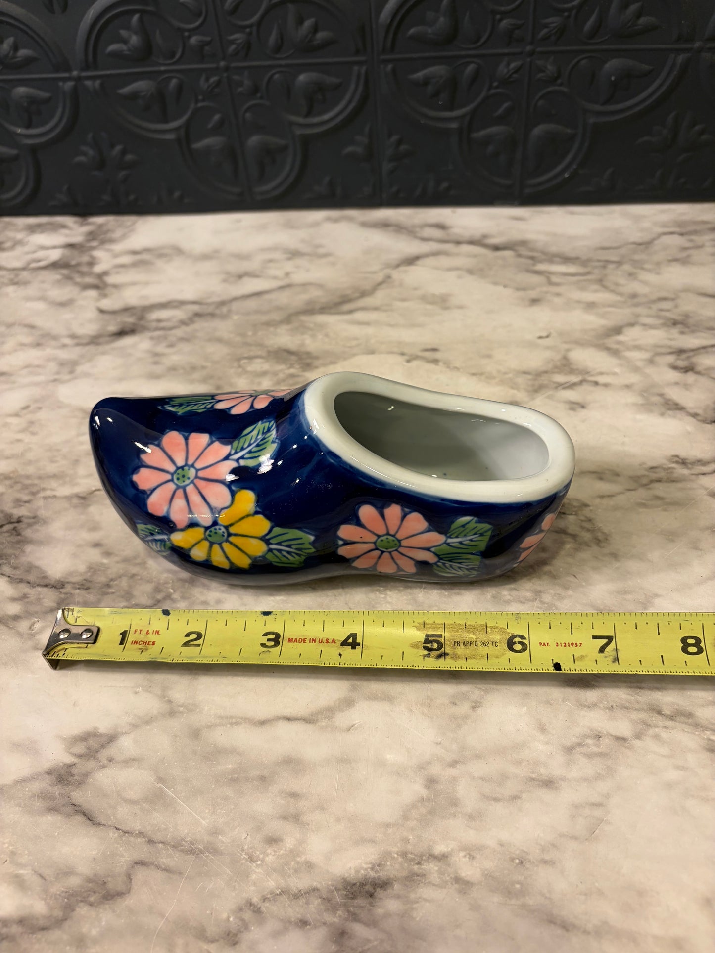 Ceramic Clog Blue with Flowers