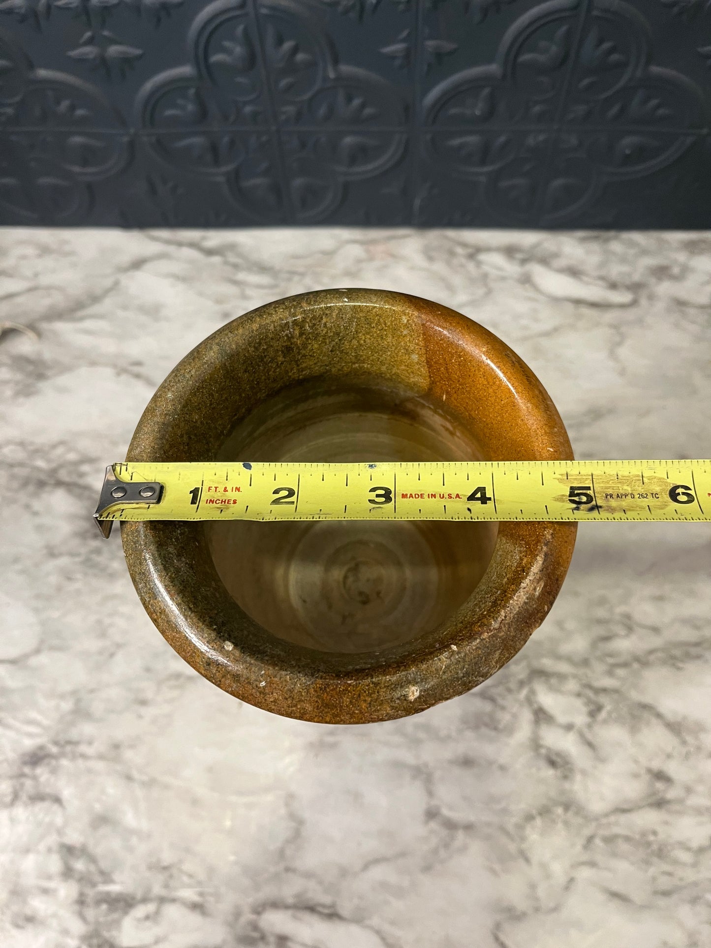 Brown Soapstone Pedestal Pot