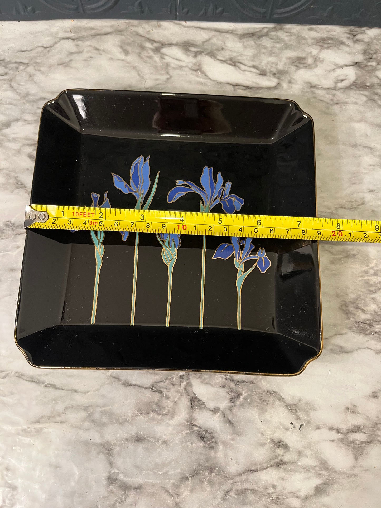 Otagiri Blue Iris Square Glass Tray