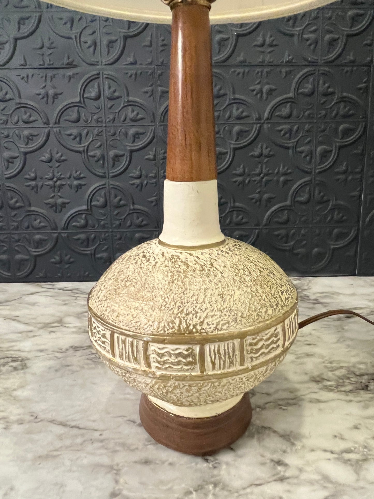 MCM White and Gold Table Lamp