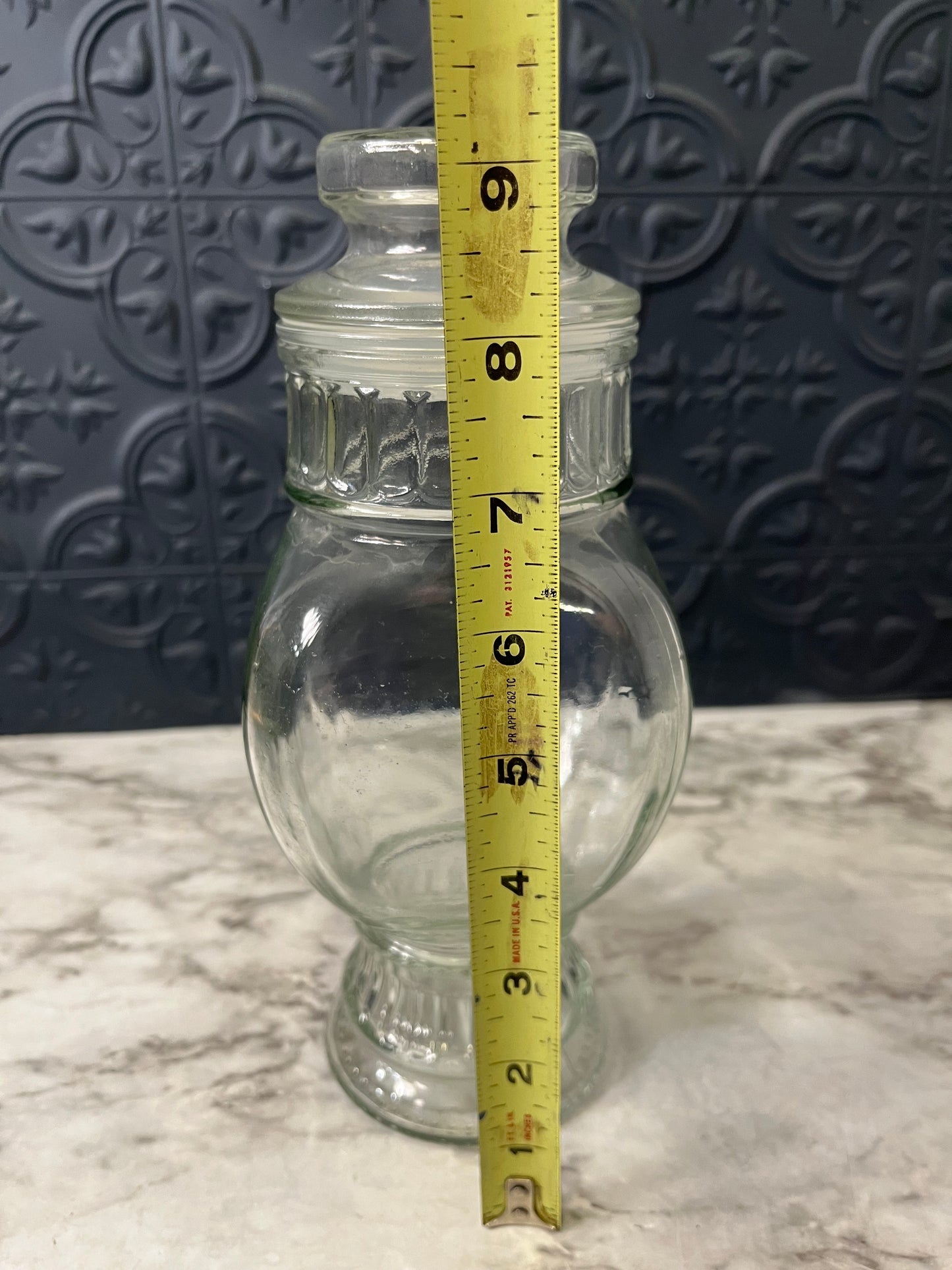 Vintage Glass Apothecary Jar 9.5" with Lid