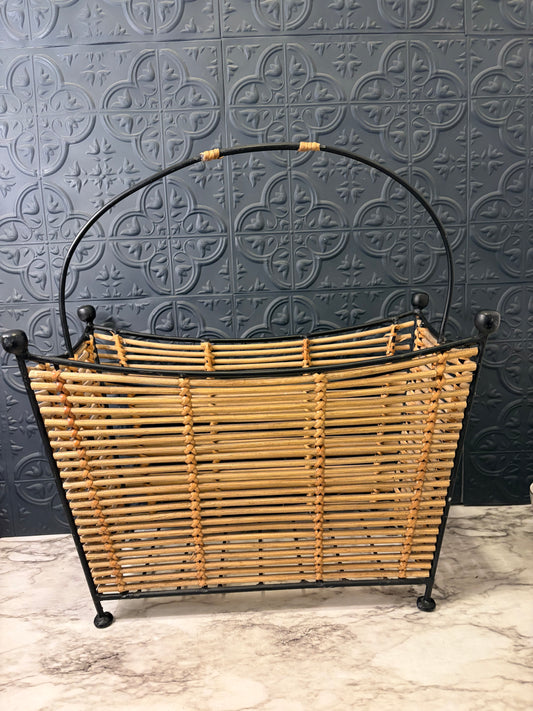 Bamboo and Wrought Iron Magazine Rack