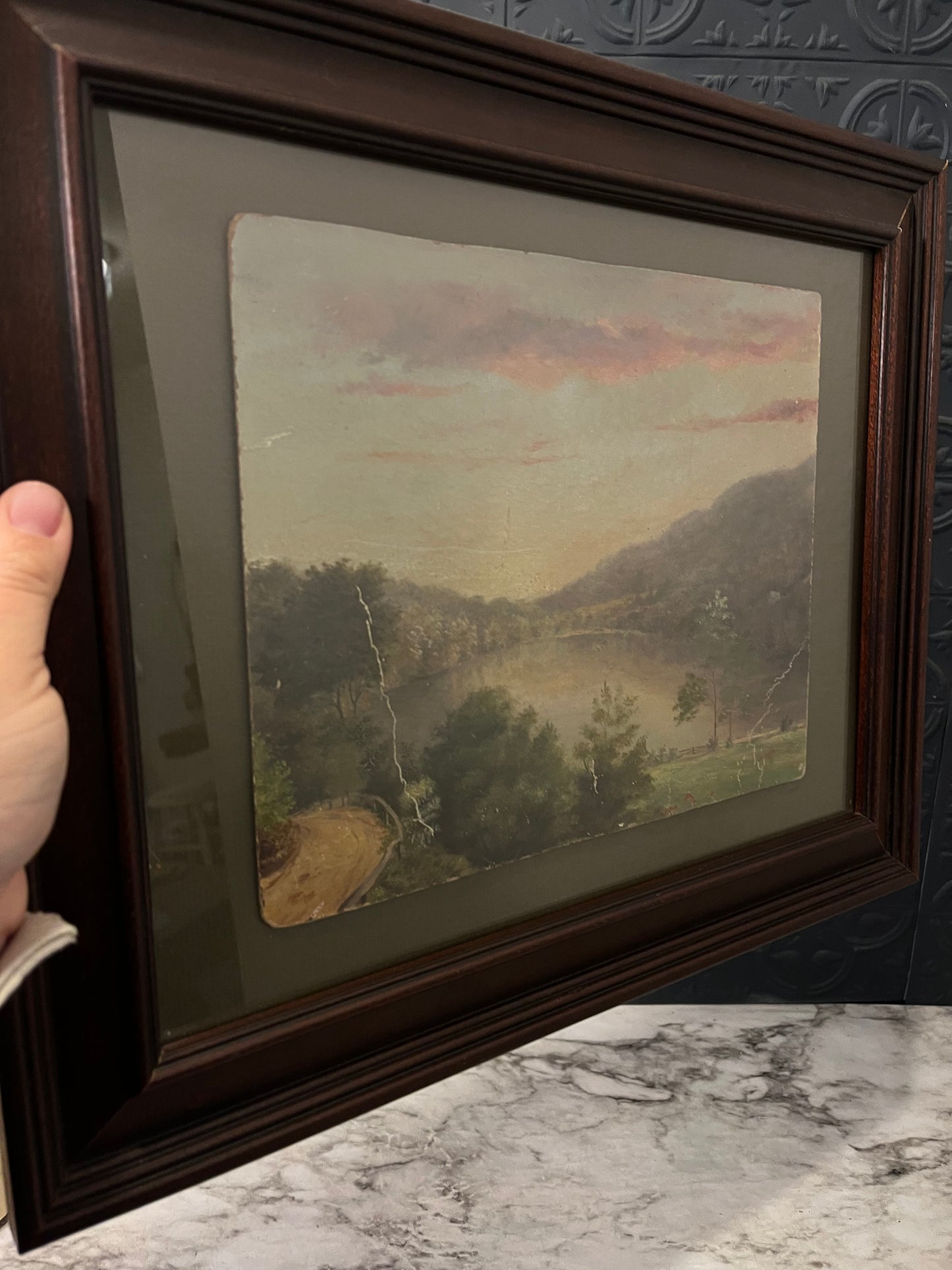Framed Landscape Painting on Board